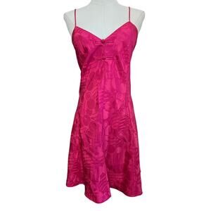 NWT Vintage 90s Mystique Intimates Slip Dress M Pink Satin Jacquard Coquette